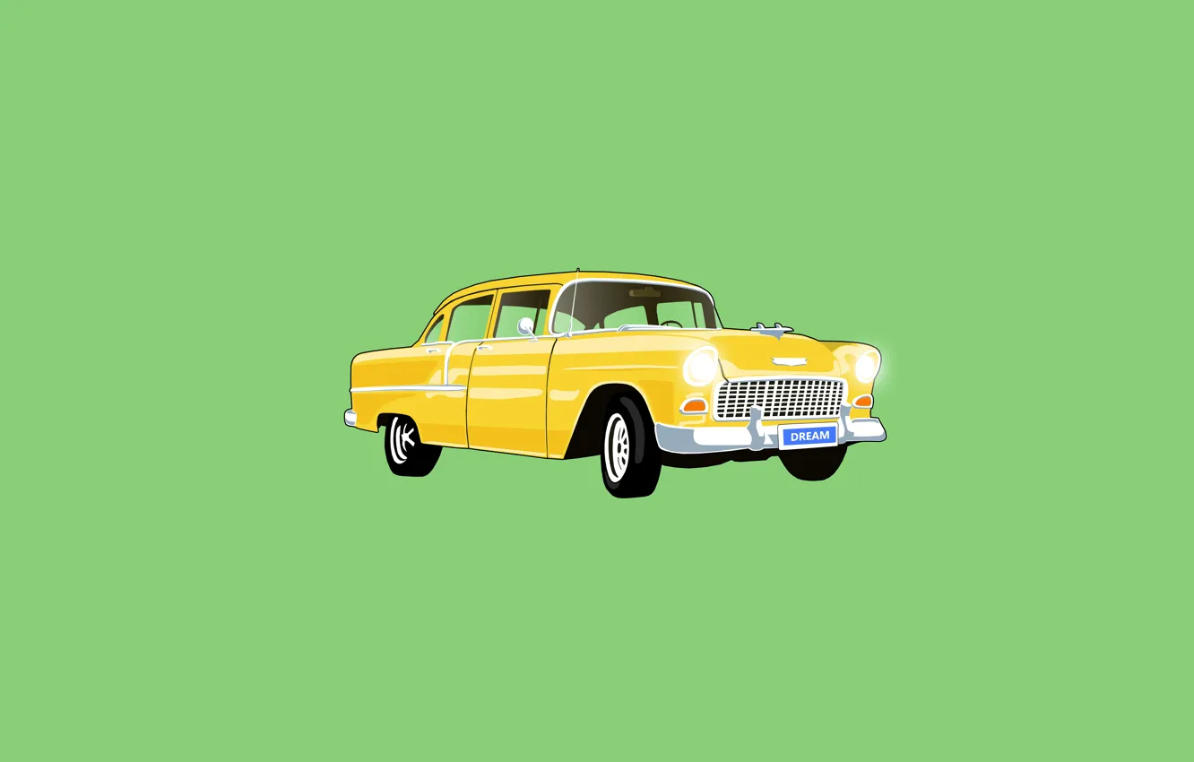 Photo wallpaper car, dream, yellow, old car