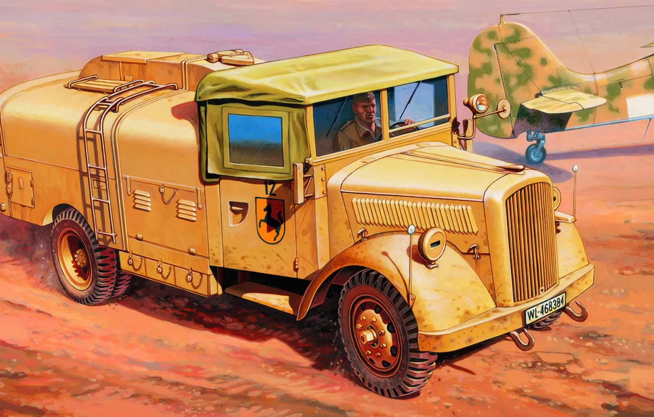 Photo wallpaper war, art, painting, Car. 385 tank car