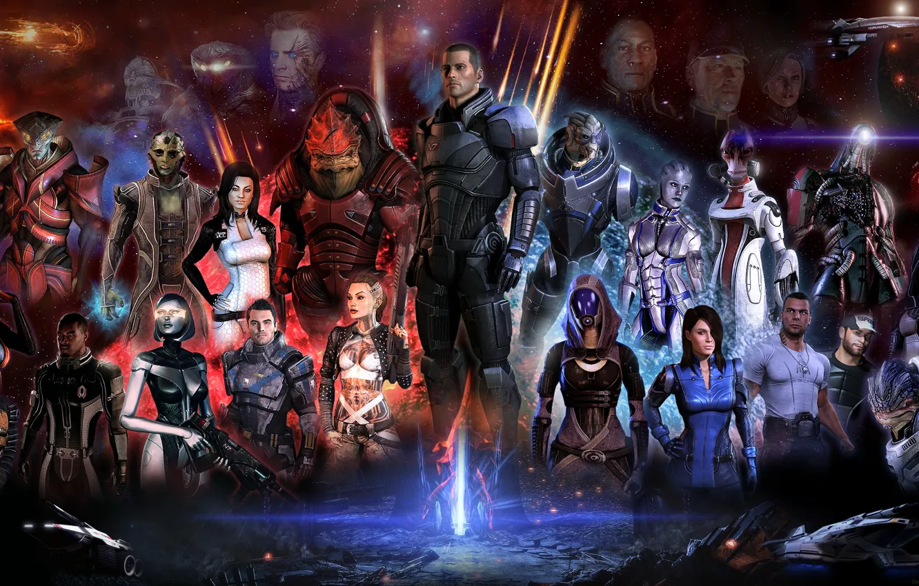 Photo wallpaper Mass Effect, Shepard, all all all