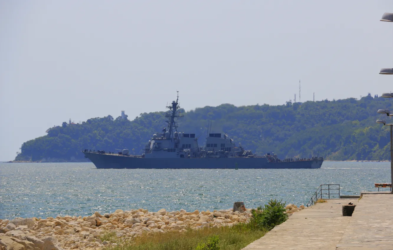 Photo wallpaper sea, ship, military, military
