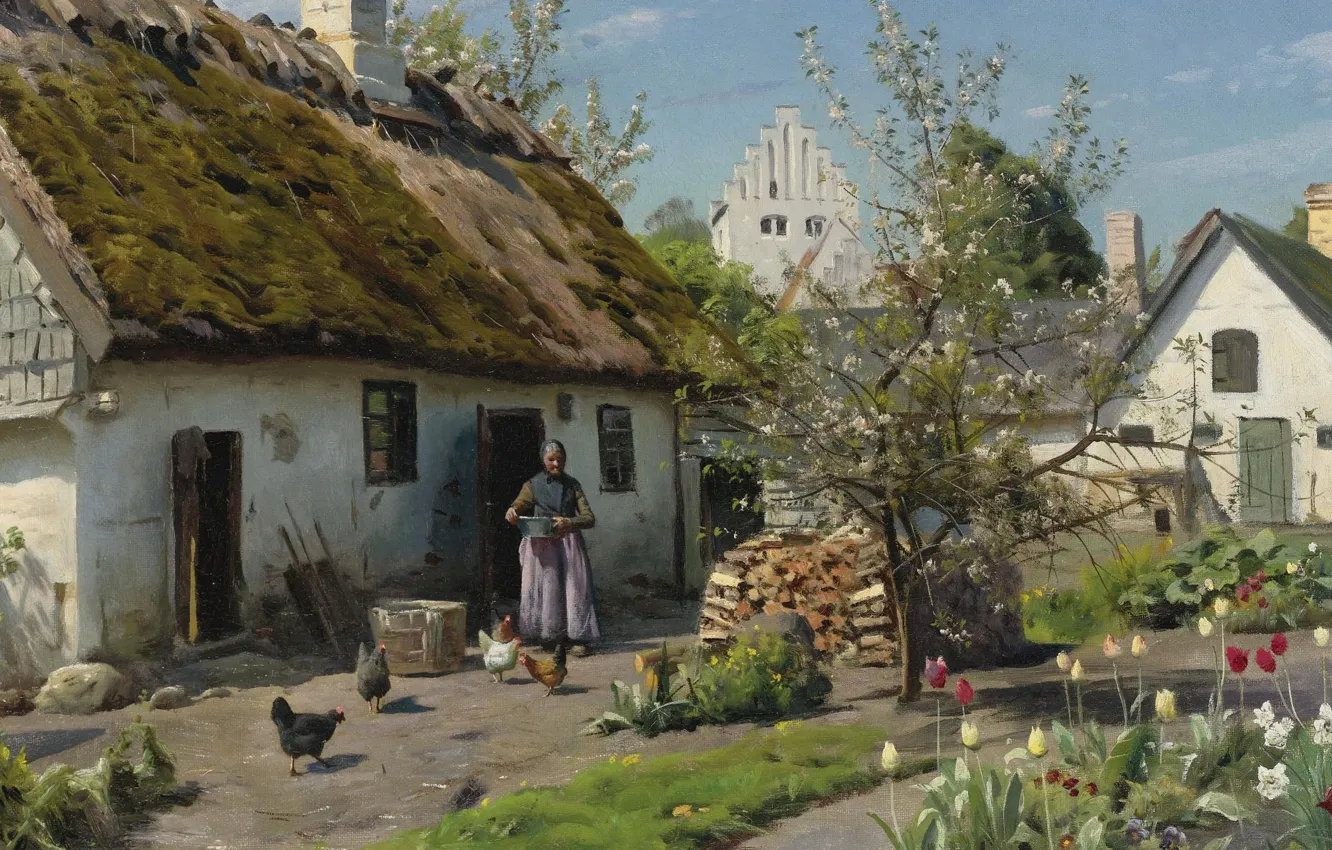 Photo wallpaper Danish painter, 1924, Peter Merk Of Menstad, Peder Mørk Mønsted, Danish realist painter, Spring in …