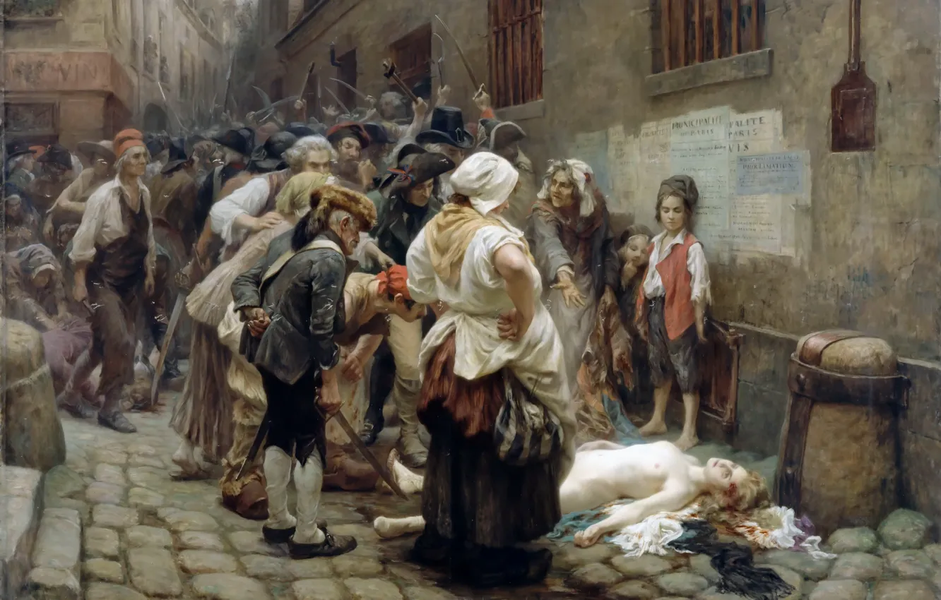 Photo wallpaper picture, painting, painting, 1908, Death of the Princess de Lamballe, Léon-Maxime Faivre, The death of …