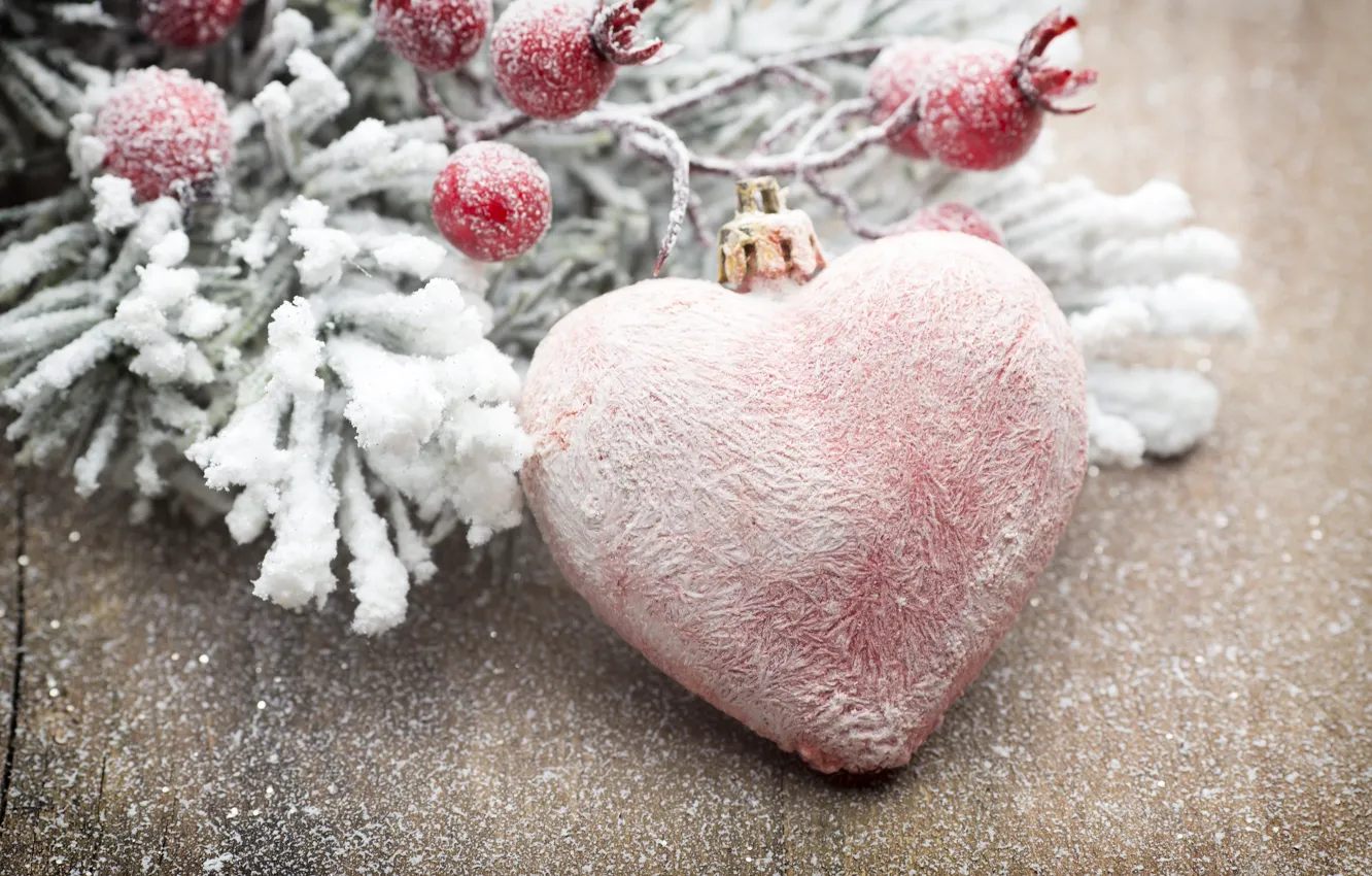 Photo wallpaper winter, snow, decoration, heart, new year, Christmas, Christmas, heart