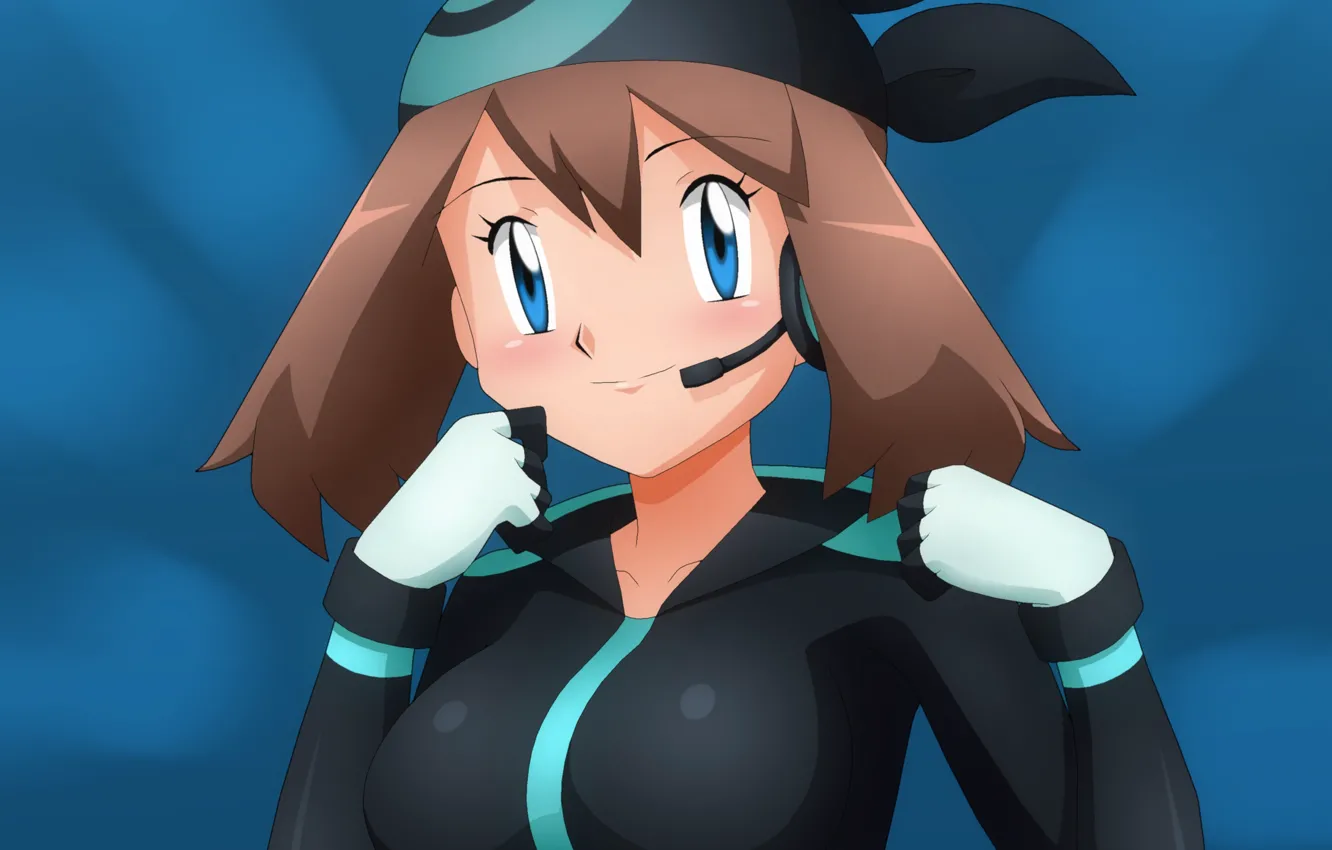 Photo wallpaper girl, sexy, may, blouse, brown hair, boobs, anime, beautiful