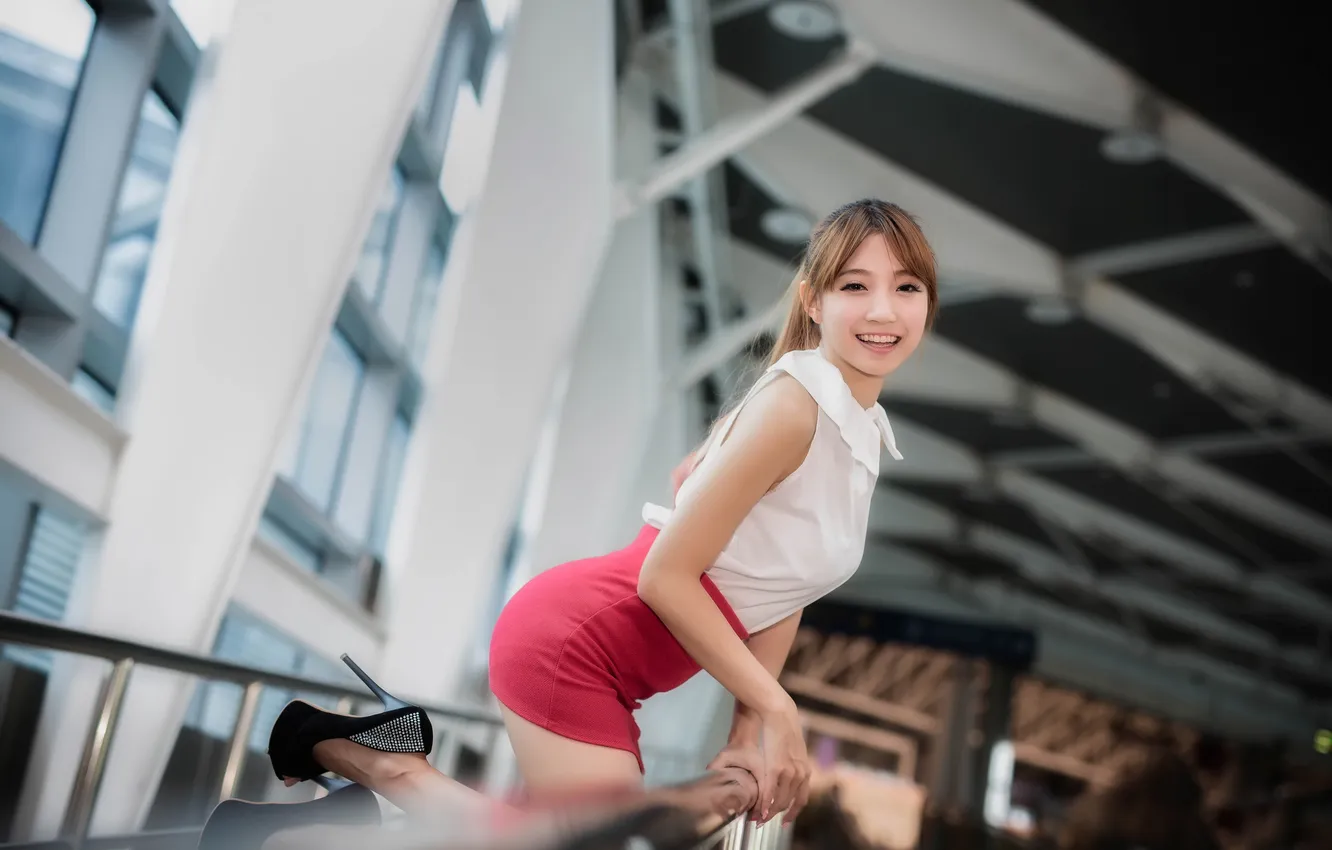 Photo wallpaper smile, skirt, shoes, blouse