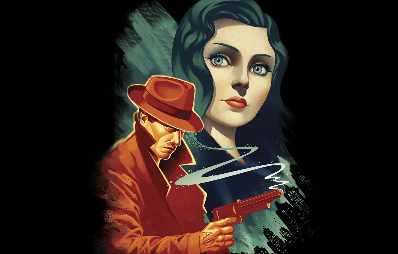 Photo wallpaper gun, woman, man, BioShock Infinite, dark pantheon