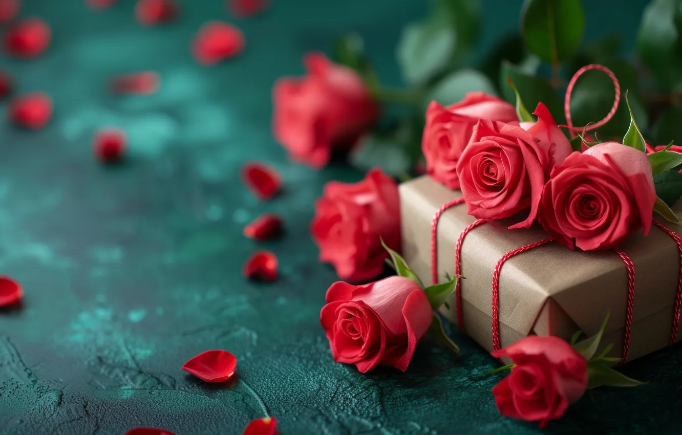 Photo wallpaper flowers, holiday, gift, roses, bouquet, spring, pink, March 8