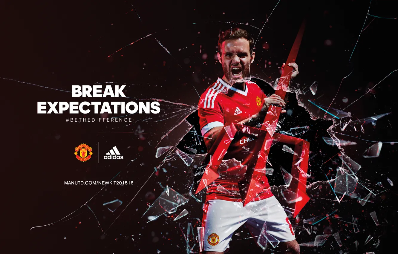 Photo wallpaper adidas, football, manchester united, juan mata, red-devils