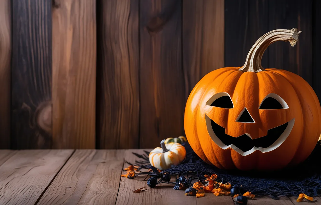 Photo wallpaper autumn, holiday, pumpkin, Halloween, Halloween, faces, Jack