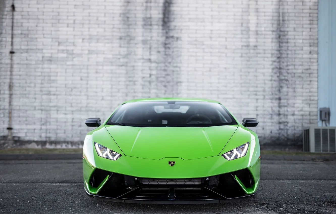 Photo wallpaper Lamborghini, Green, Front, Italia, VAG, Huracan