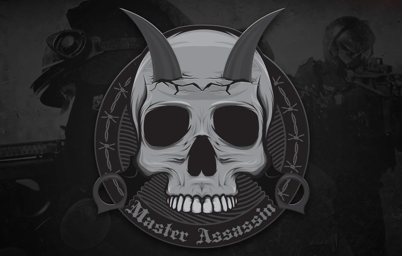 Photo wallpaper skull, knives, rock, crack, sticker, cs go, karambit, master assassin