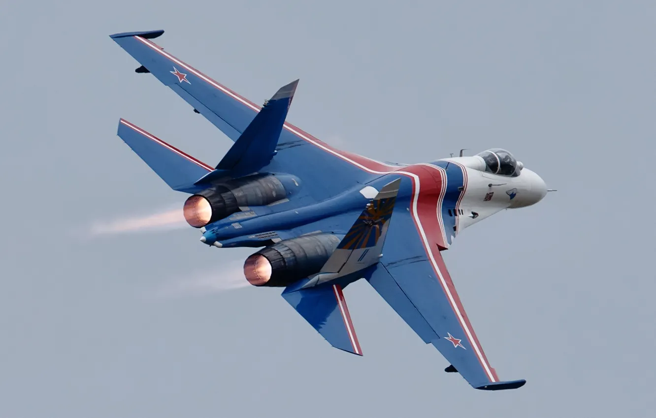 Photo wallpaper the sky, flight, fighter, Su-27