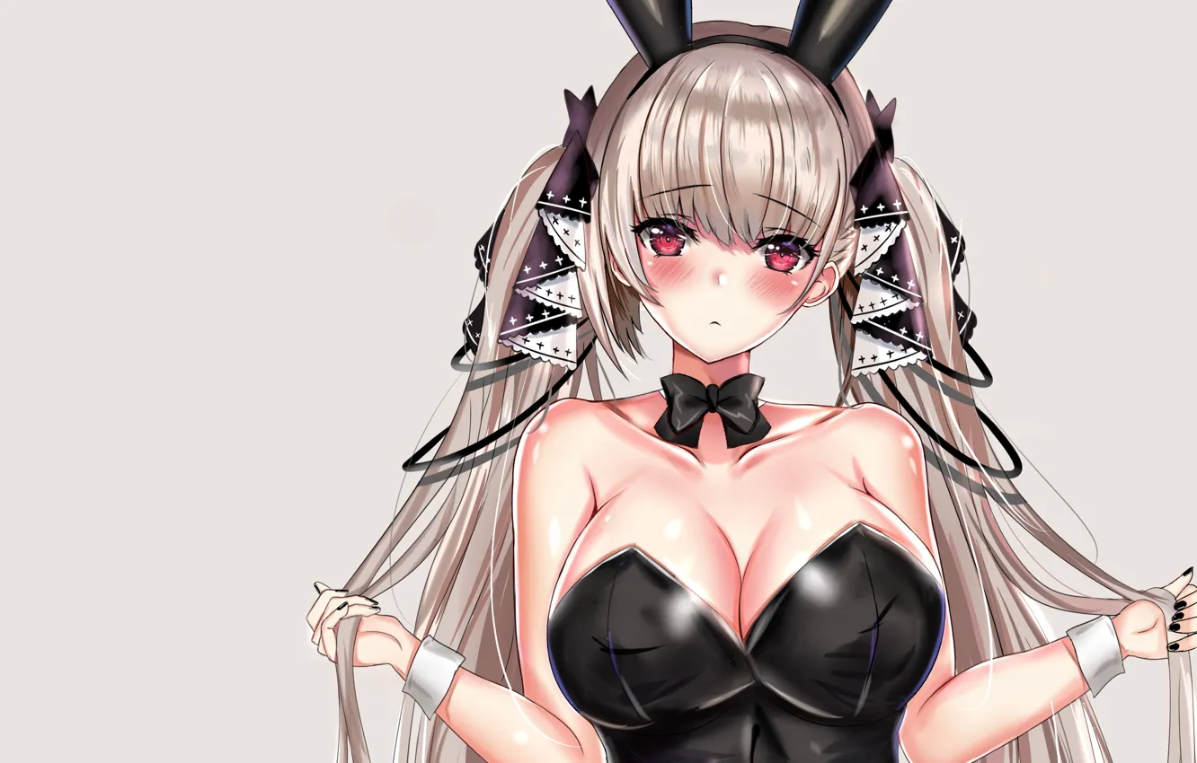 Photo wallpaper girl, sexy, cleavage, long hair, boobs, anime, beautiful, twintails