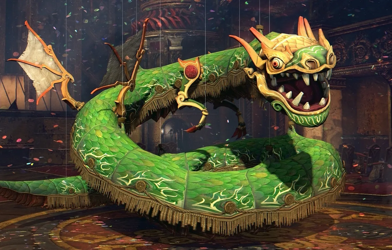 Photo wallpaper dragon, doll, art, theatre, Asian