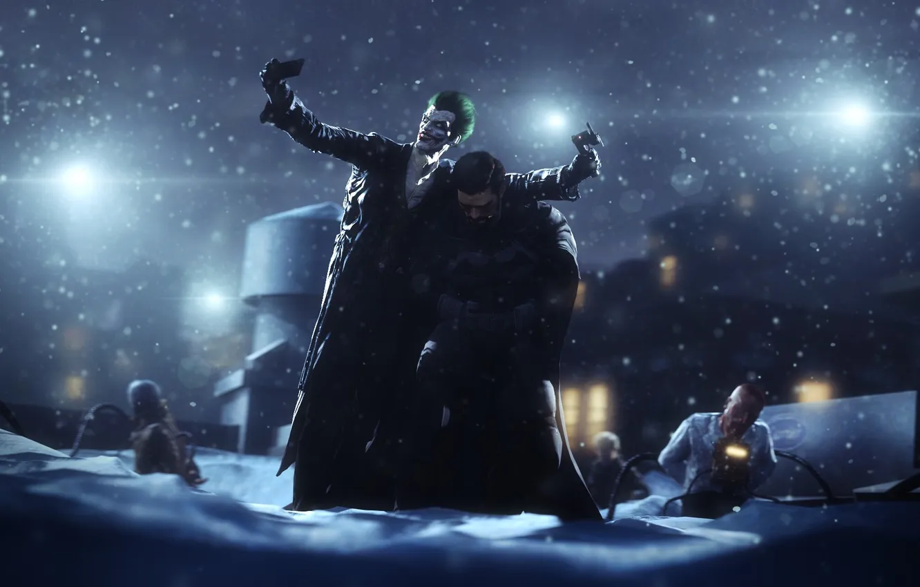 Photo wallpaper Batman, Joker, Bruce Wayne, Batman: Arkham Origins, Gotham