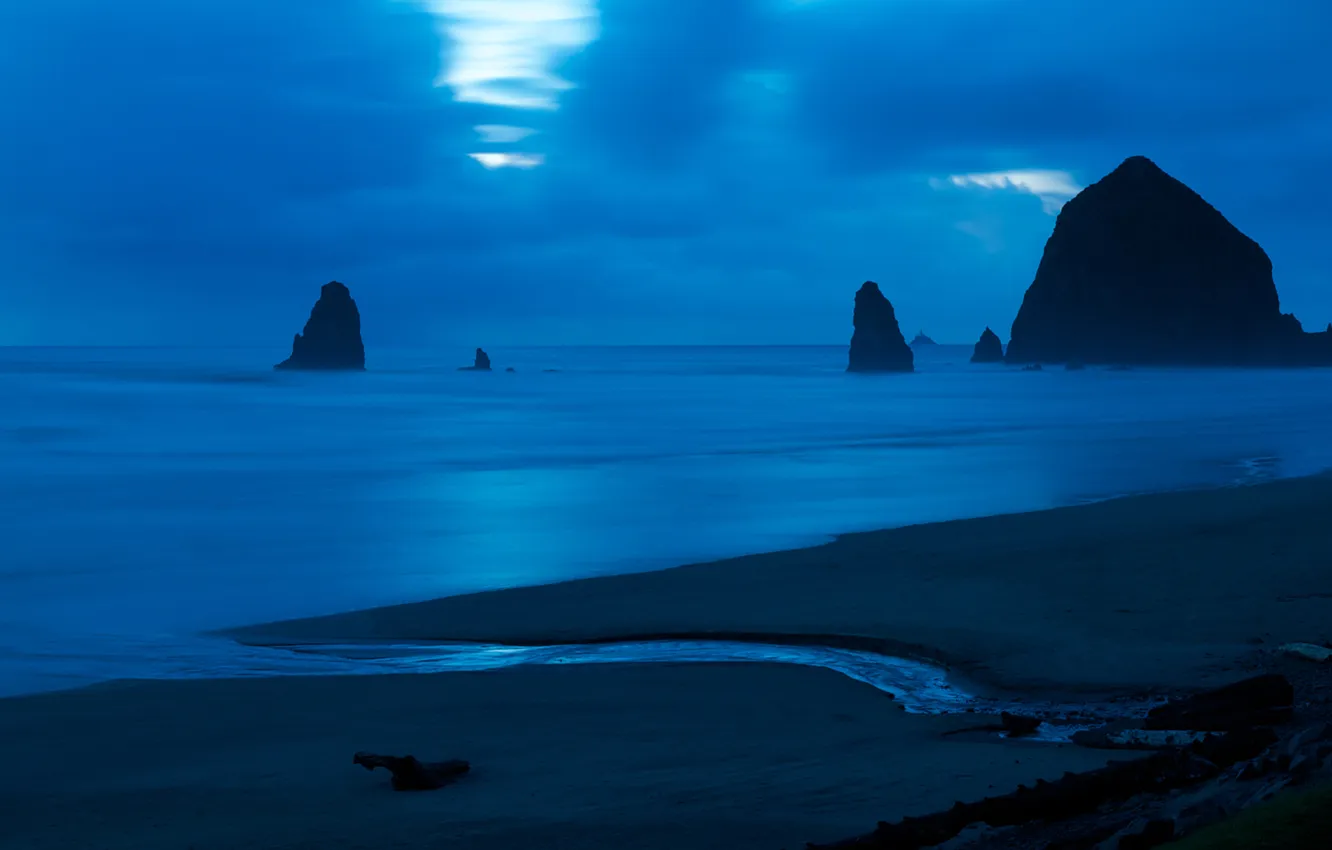 Photo wallpaper sea, beach, the sky, water, landscape, stones, the ocean, rocks