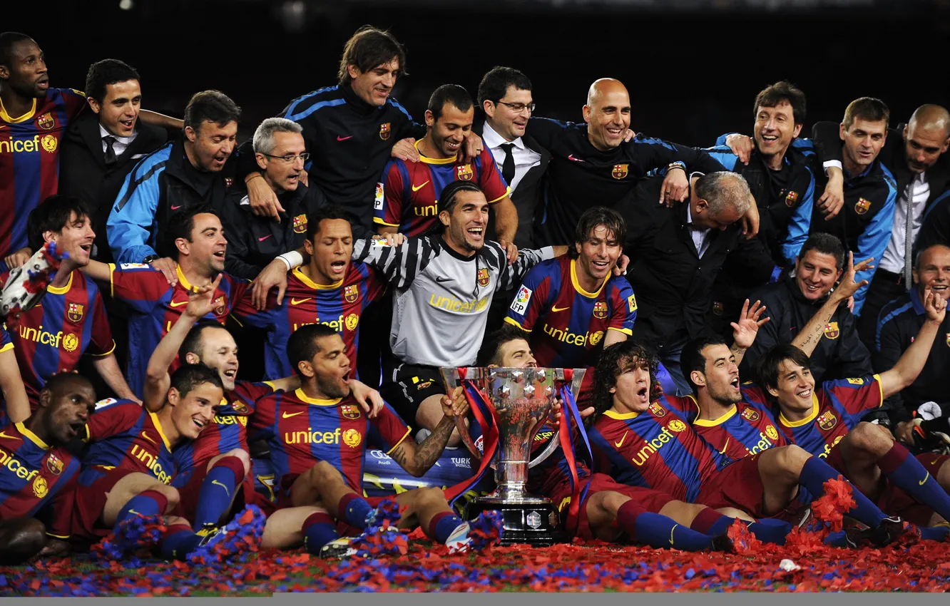 Photo wallpaper spain, Barcelona, football, messi, Messi, iniesta, soccer, david villa