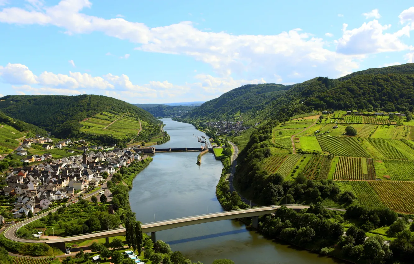 Photo wallpaper city, river, Town