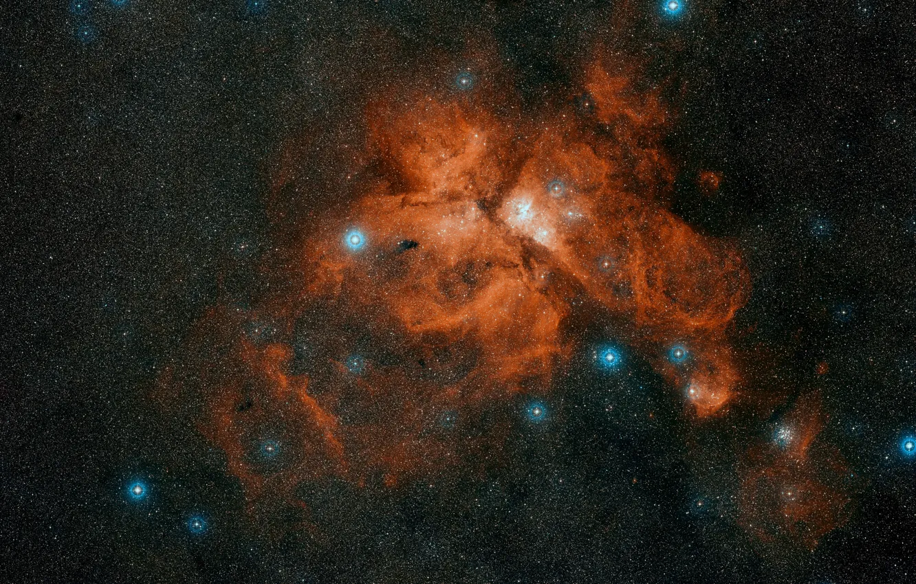 Photo wallpaper Eta Carinae, Constellation Carina, Field of view, η Car A, η Car B, Trumpler 16 …