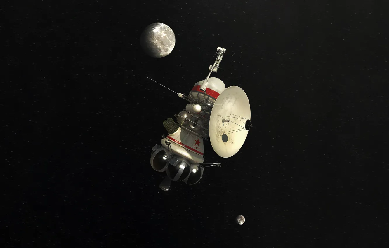 Photo wallpaper space, stars, satellite, art, space, USSR, USSR, probe