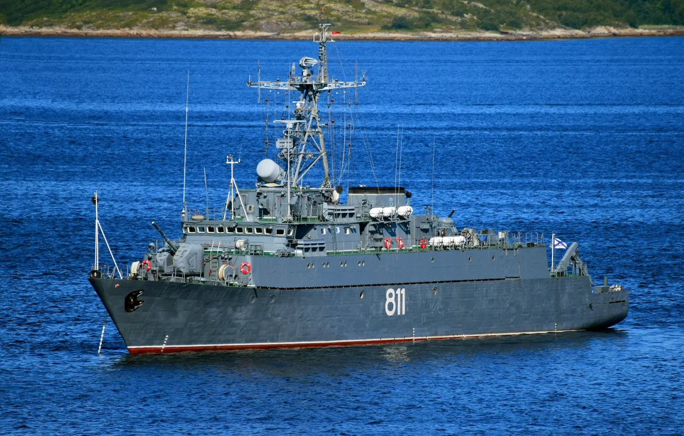 Photo wallpaper sea, minesweeper, guards, Humanenko