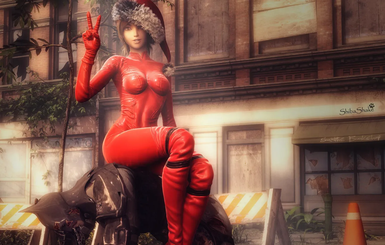 Photo wallpaper girl, fantasy, santa