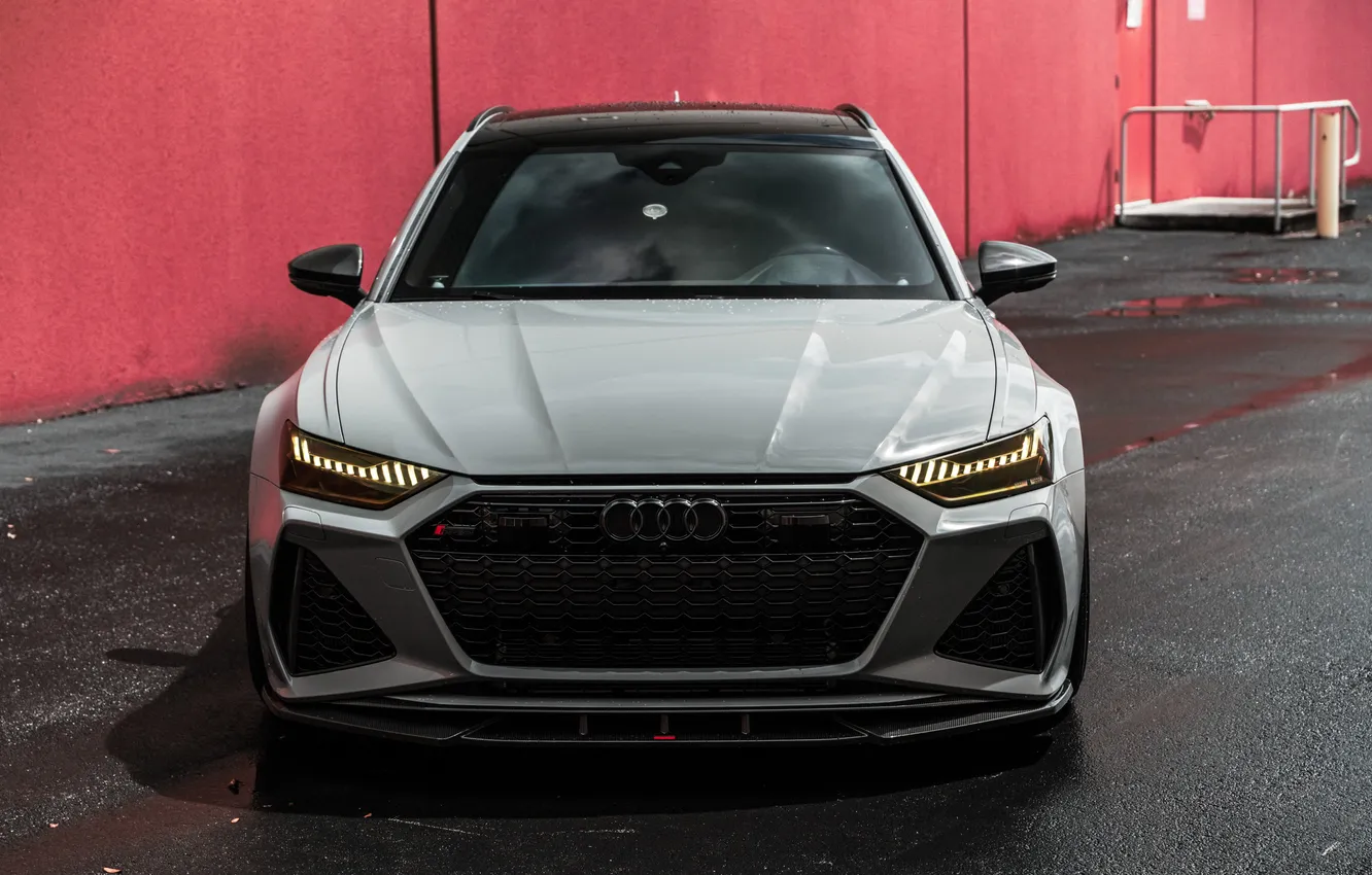 Photo wallpaper Audi, light, Front, grey, RS6, Sight, audi rs6, RS6 C8