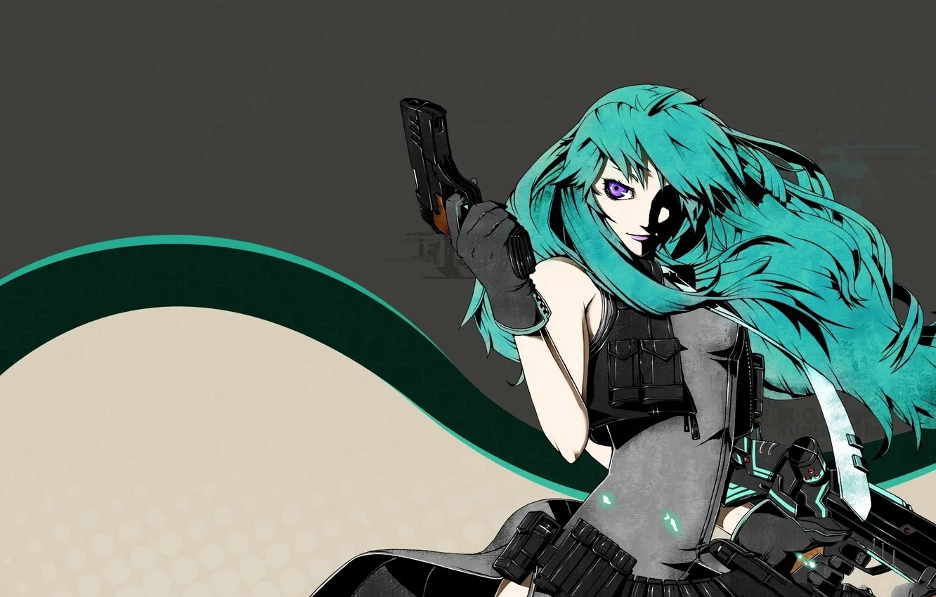 Photo wallpaper gun, vocaloid, hatsune miku, art