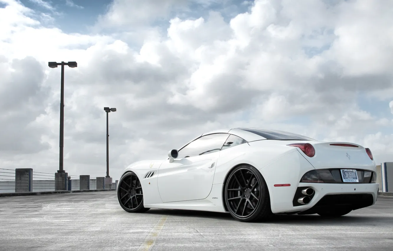 Photo wallpaper white, the sky, clouds, CA, Ferrari, white, Ferrari, California