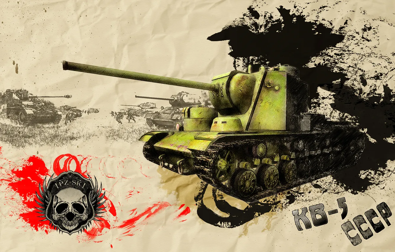 Photo wallpaper art, tank, USSR, WoT, World of Tanks, KV-5