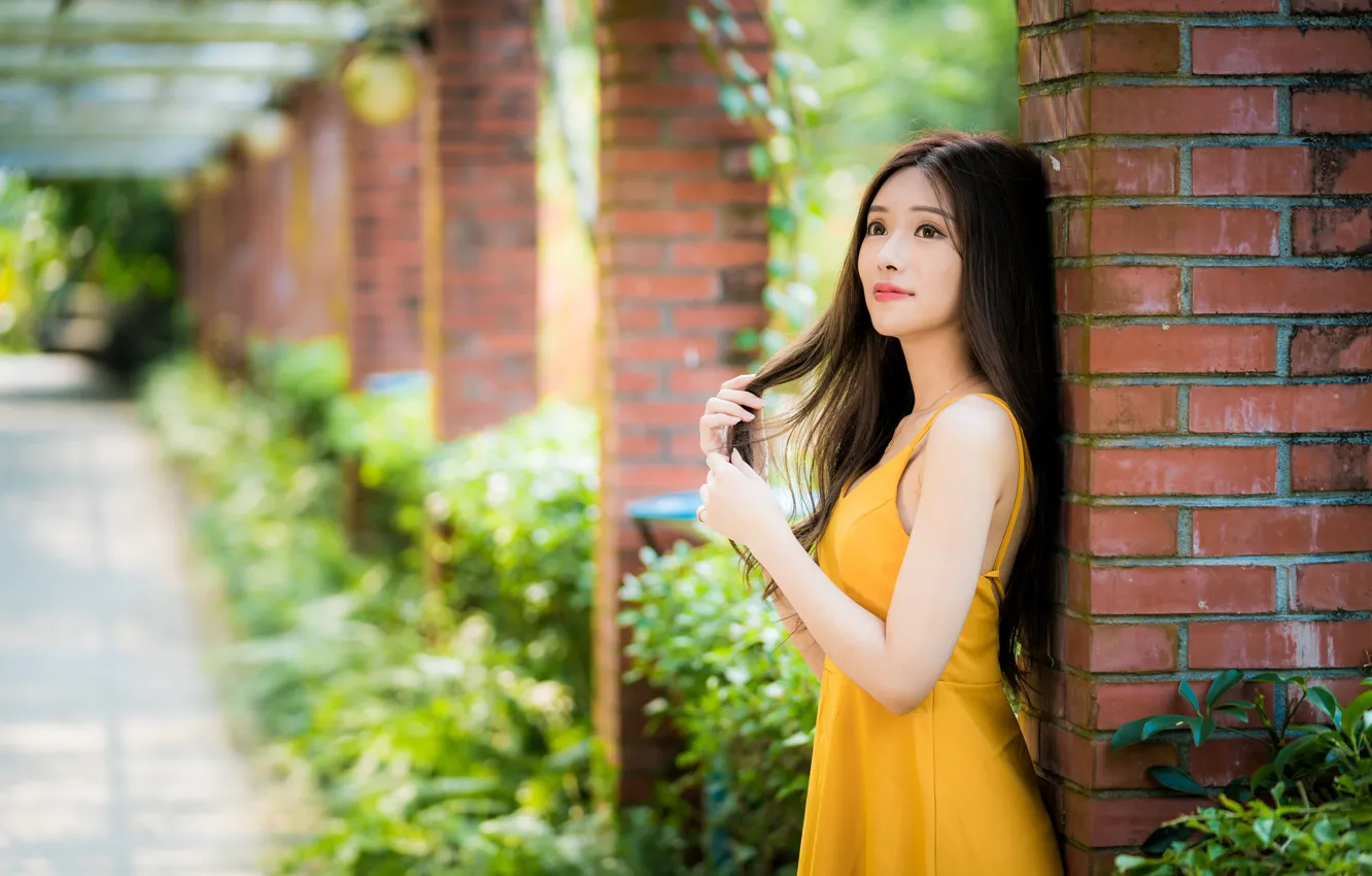 Photo wallpaper girl, Asian, cutie, bokeh