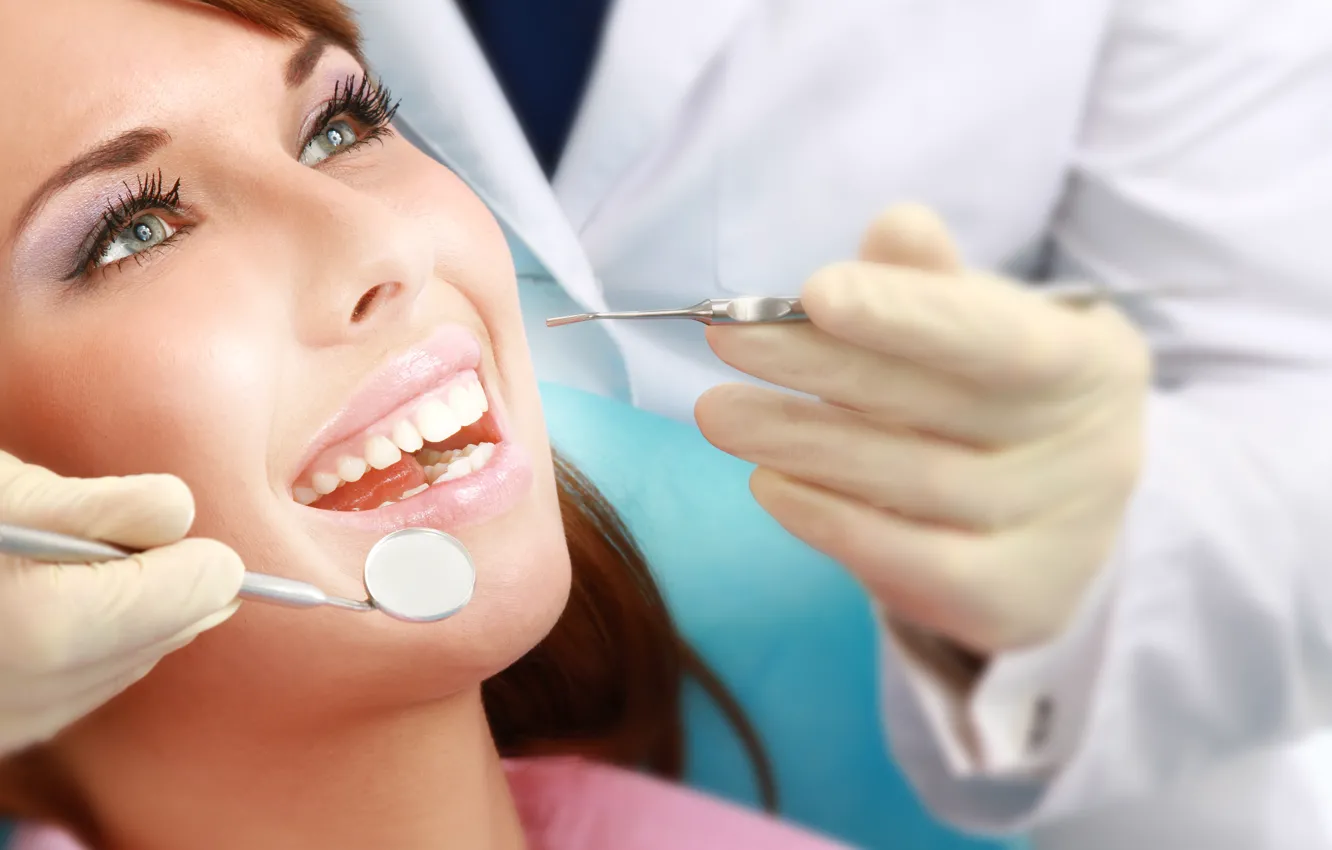 Photo wallpaper light, woman, dentist