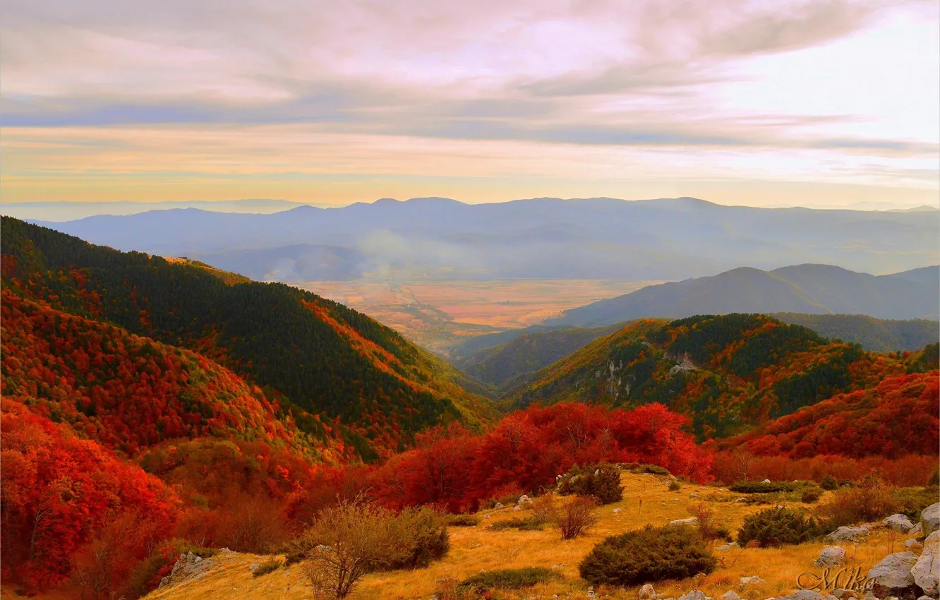 Photo wallpaper Mountains, Autumn, Panorama, Hills, Fall, Autumn, Mountains, Panorama