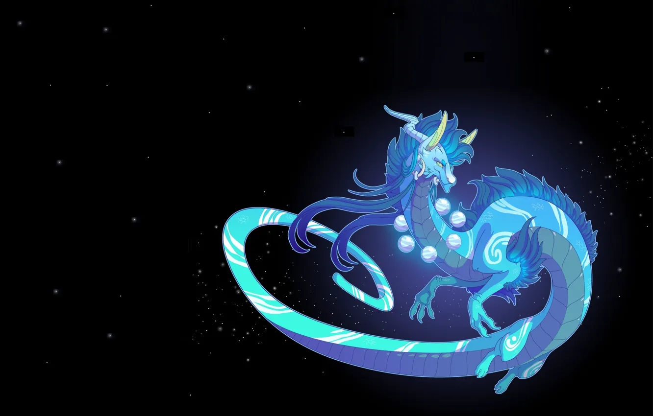 Photo wallpaper stars, night, dragon, art, fantasy, Mythka