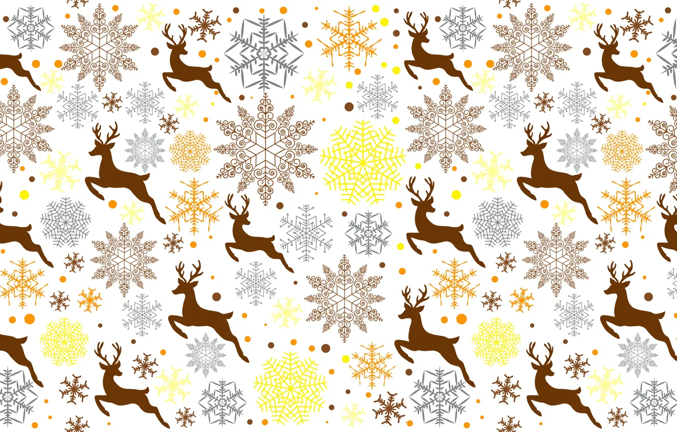 Photo wallpaper snowflakes, animal, deer