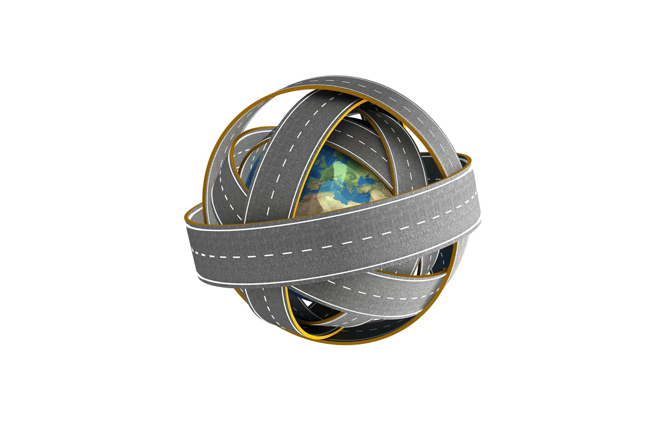 Photo wallpaper world, roads, white background