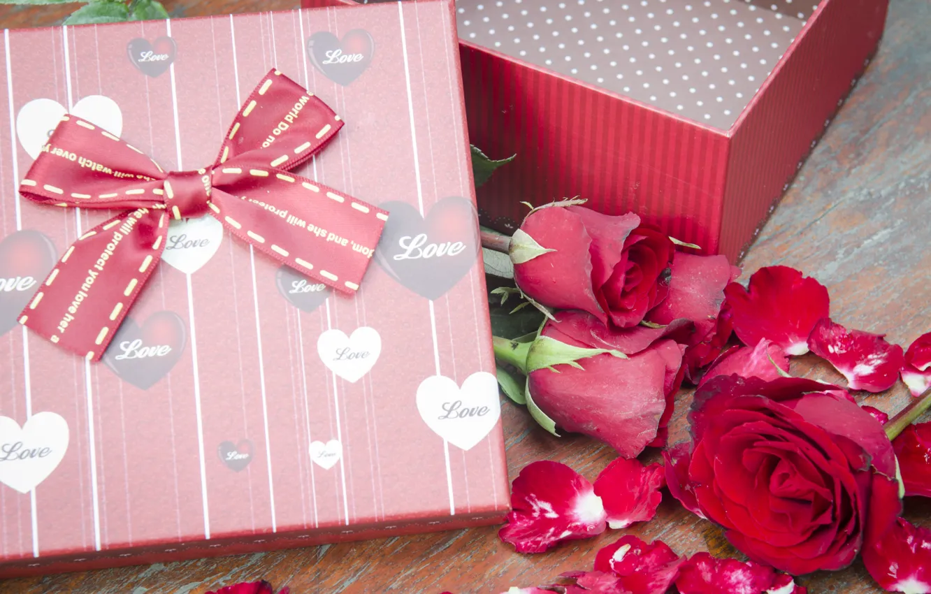Photo wallpaper flowers, gift, roses, pink, flowers, romantic, gift, roses