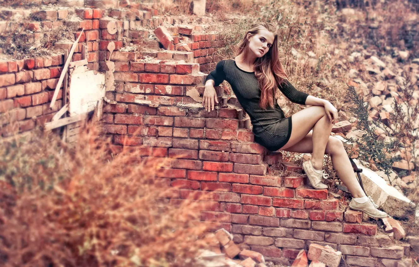 Photo wallpaper girl, background, wall