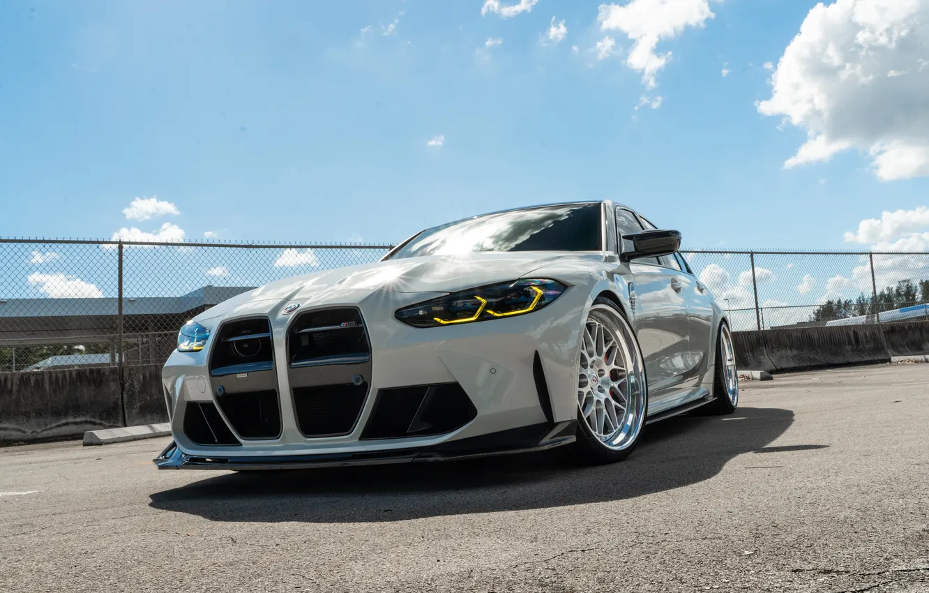 Photo wallpaper BMW, road, grey, bmw m3