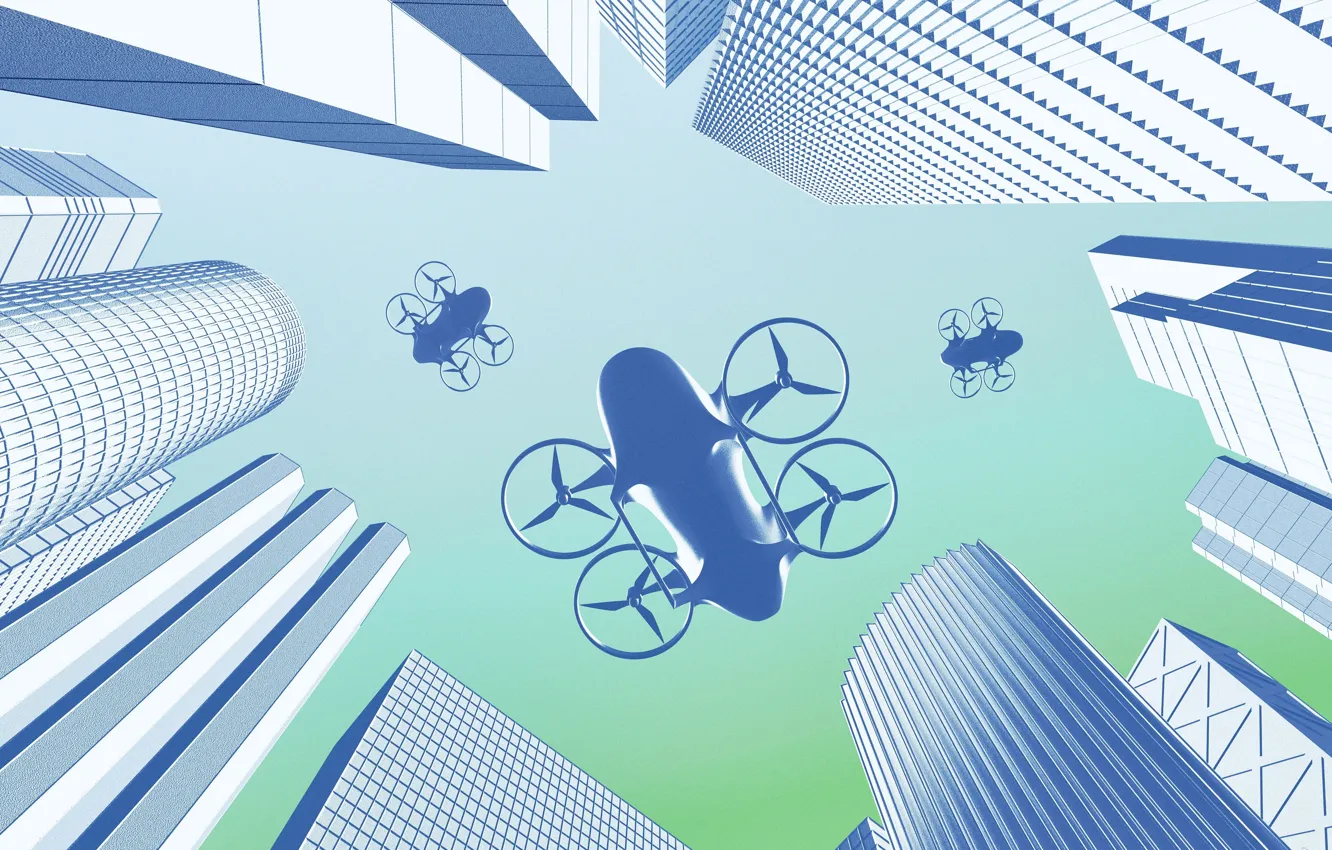 Photo wallpaper city, the city, future, skyscrapers, art, Future, VTOL, VTOL