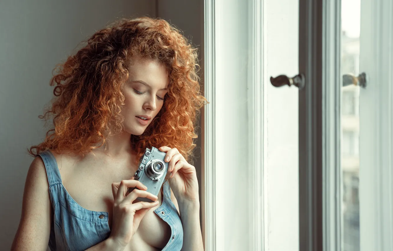 Photo wallpaper girl, home, window