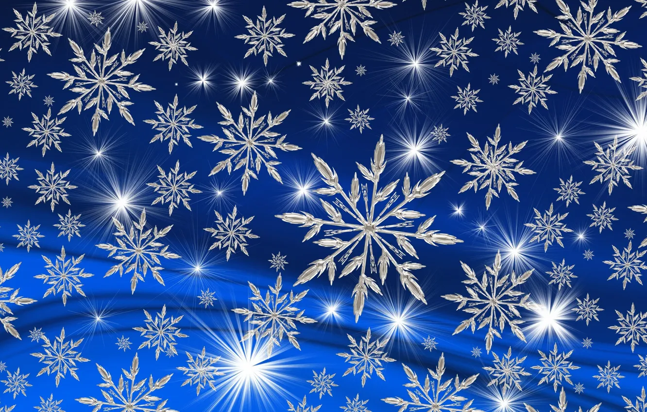 Photo wallpaper blue, background, snowflakes.