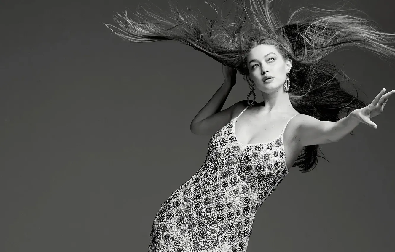 Photo wallpaper look, girl, pose, photo, model, hair, figure, black and white