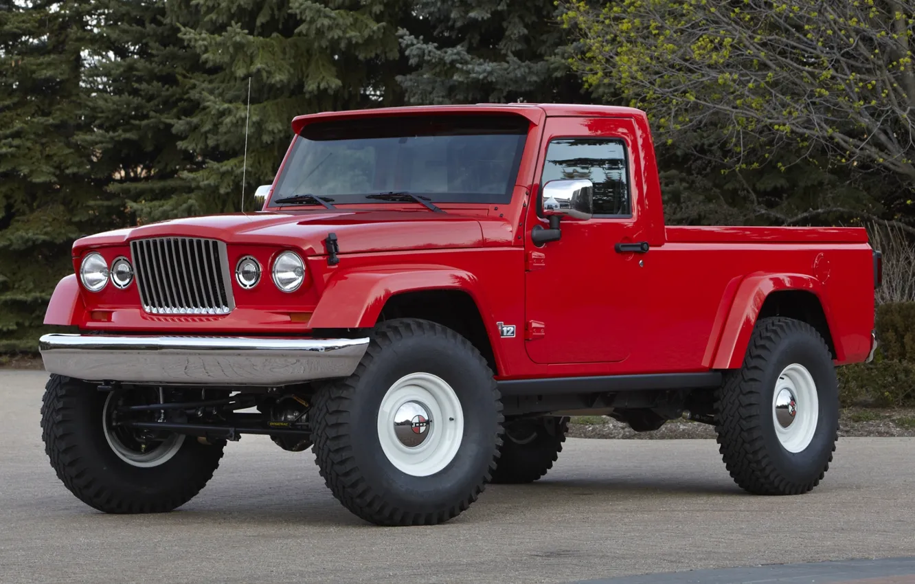 Photo wallpaper trees, red, concept, jeep, SUV, the concept, pickup, jeep