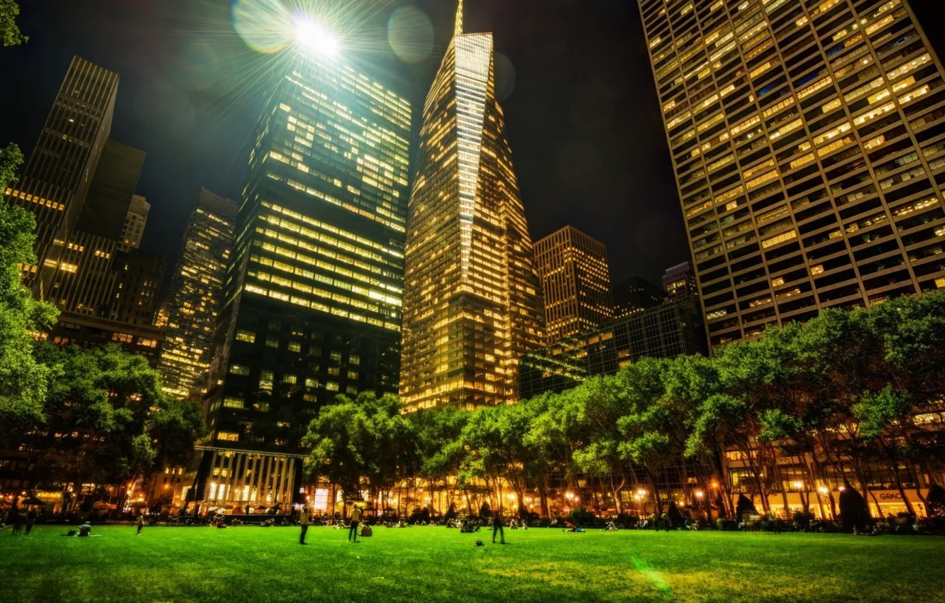 Photo wallpaper Home, Night, People, Park, New York, NYC