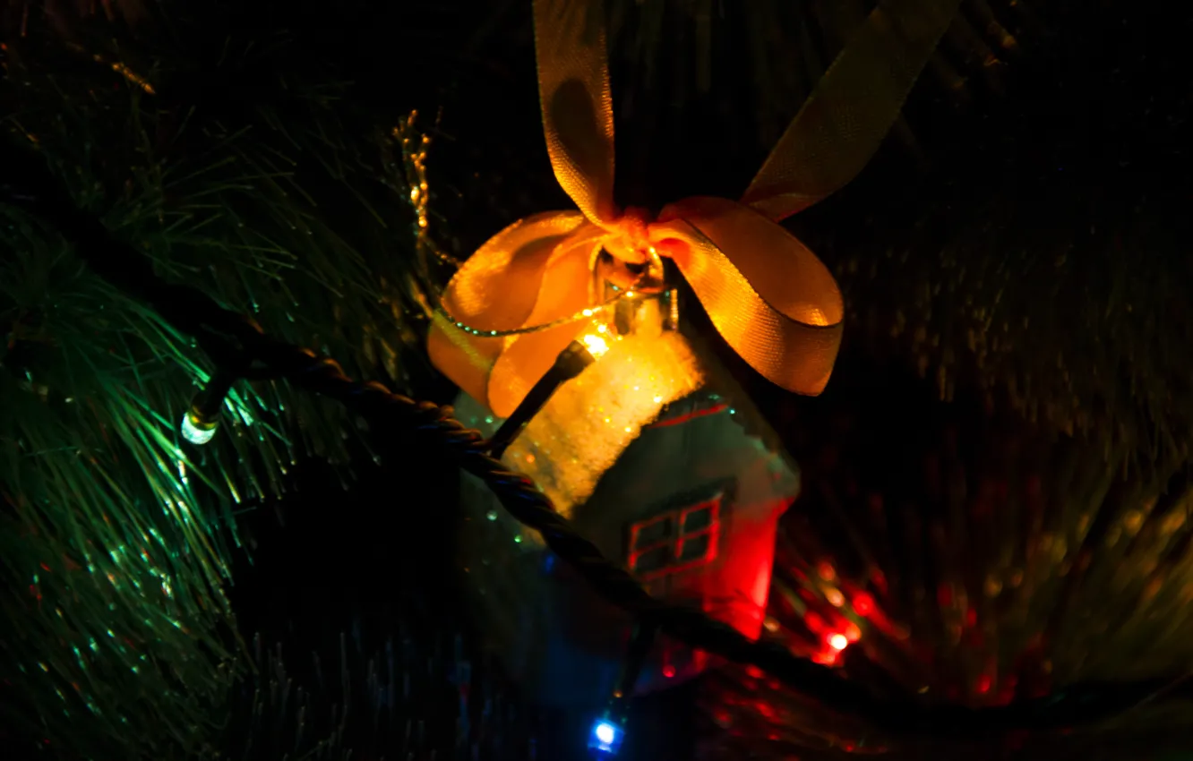 Photo wallpaper lights, comfort, tree, new year, garland