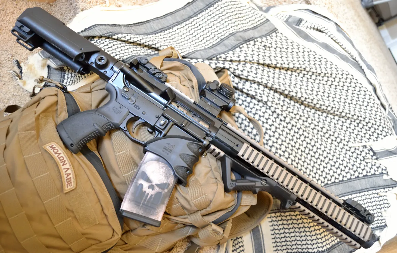 Photo wallpaper weapons, fabric, bag, AR-15, Pistol