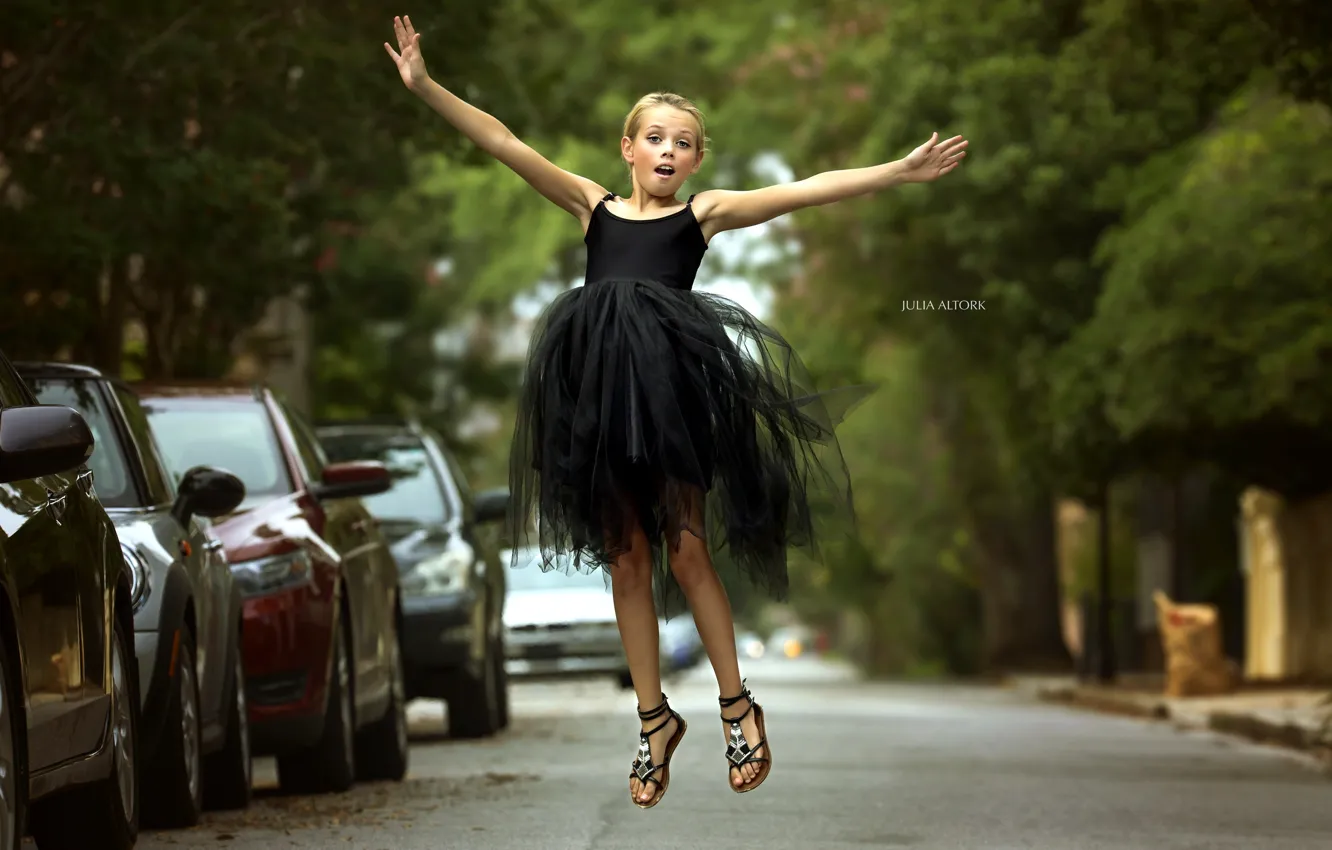 Photo wallpaper background, street, girl