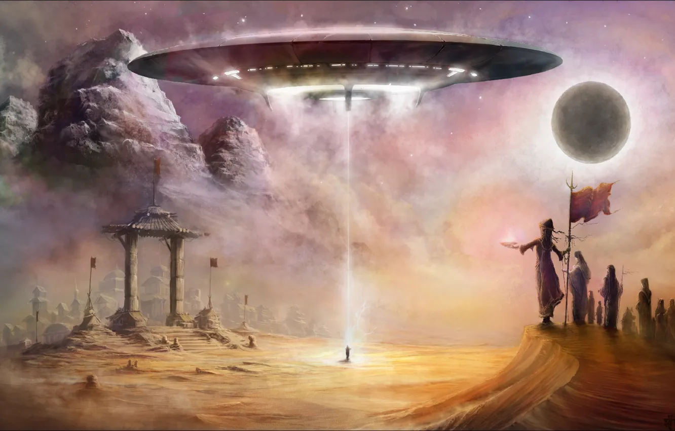 Photo wallpaper fantasy, art, fantastic, UFO