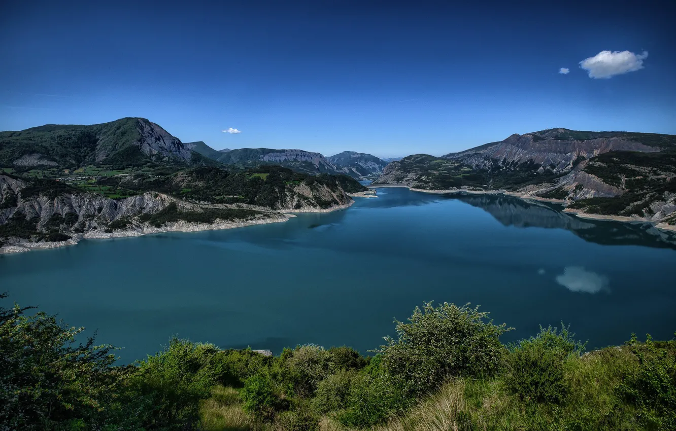 Photo wallpaper mountains, lake, France, Alps, Le Sauze-du-Lac